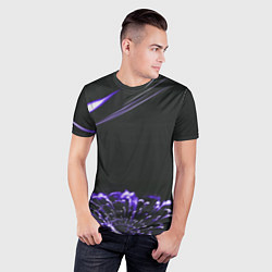 Футболка спортивная мужская Неоновый фиолетовый цветок в темноте, цвет: 3D-принт — фото 2