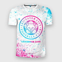 Мужская спорт-футболка Leicester City neon gradient style