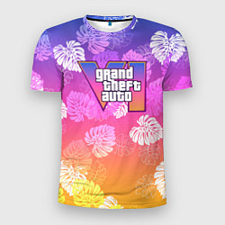 Мужская спорт-футболка Grand Theft Auto VI - пальмы
