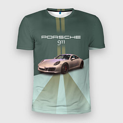 Футболка спортивная мужская Спортивный автомобиль Порше 911, цвет: 3D-принт