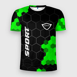 Футболка спортивная мужская Genesis green sport hexagon, цвет: 3D-принт