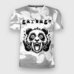 Мужская спорт-футболка Garbage рок панда на светлом фоне