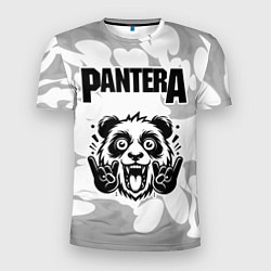 Мужская спорт-футболка Pantera рок панда на светлом фоне