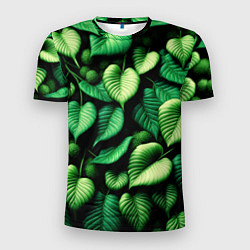 Футболка спортивная мужская Зеленые листья и мох, цвет: 3D-принт