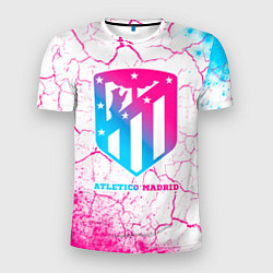 Мужская спорт-футболка Atletico Madrid neon gradient style