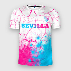 Мужская спорт-футболка Sevilla neon gradient style посередине