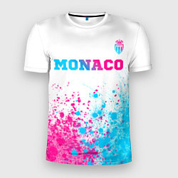 Мужская спорт-футболка Monaco neon gradient style посередине