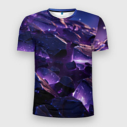 Мужская спорт-футболка Фиолетовые неоновые камни со светом