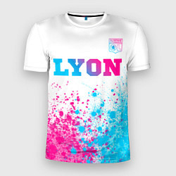 Футболка спортивная мужская Lyon neon gradient style посередине, цвет: 3D-принт