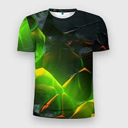 Футболка спортивная мужская Зеленая абстрактная неоновая текстура, цвет: 3D-принт