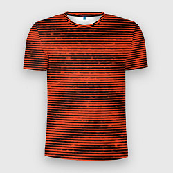 Футболка спортивная мужская Чёрно-оранжевый полосатый, цвет: 3D-принт