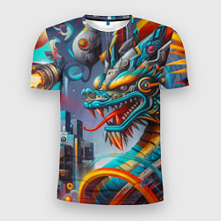 Мужская спорт-футболка Фантастическая композиция с драконом - нейросеть