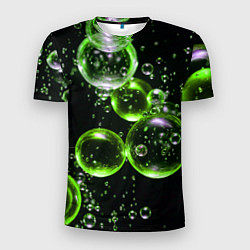 Футболка спортивная мужская Зеленые пузыри на черном, цвет: 3D-принт