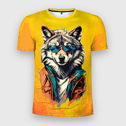 Футболка спортивная мужская Стильный волк в солнечных очках, цвет: 3D-принт