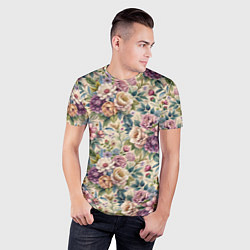 Футболка спортивная мужская Нежные цветочные мотивы паттерны, цвет: 3D-принт — фото 2