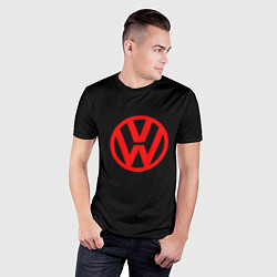 Футболка спортивная мужская Volkswagen red logo, цвет: 3D-принт — фото 2