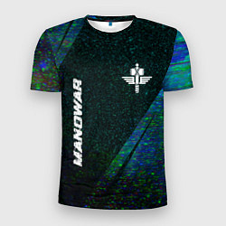 Футболка спортивная мужская Manowar glitch blue, цвет: 3D-принт