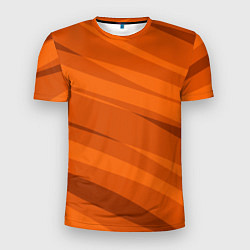 Футболка спортивная мужская Тёмный оранжевый полосами, цвет: 3D-принт
