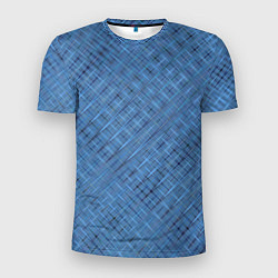 Футболка спортивная мужская Тёмно-голубой текстурированный, цвет: 3D-принт