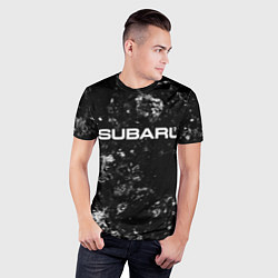 Футболка спортивная мужская Subaru black ice, цвет: 3D-принт — фото 2