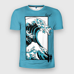Мужская спорт-футболка Большая волна в Канагаве - серфинг