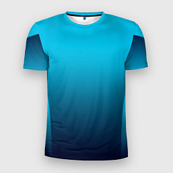 Футболка спортивная мужская Яркий голубой с синим градиент комбинированный кро, цвет: 3D-принт