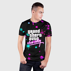 Футболка спортивная мужская GTA winter neon, цвет: 3D-принт — фото 2