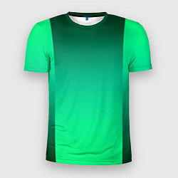 Футболка спортивная мужская Яркий зеленый градиентный комбинированный фон, цвет: 3D-принт