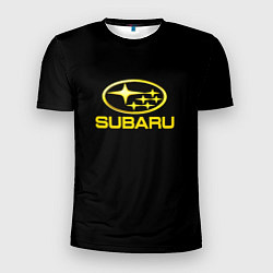 Мужская спорт-футболка Subaru logo yellow