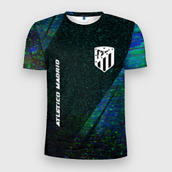 Футболка спортивная мужская Atletico Madrid glitch blue, цвет: 3D-принт