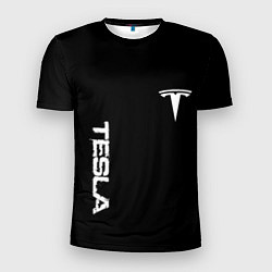 Футболка спортивная мужская Tesla logo white, цвет: 3D-принт