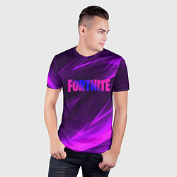 Футболка спортивная мужская Fortnite neon stripes angles logo, цвет: 3D-принт — фото 2