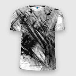 Футболка спортивная мужская Серый абстрактный серо-черный шрих, цвет: 3D-принт