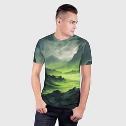 Футболка спортивная мужская Ядовитая горная местность - токсичная кислотная до, цвет: 3D-принт — фото 2