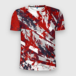 Футболка спортивная мужская Геометрическая абстракция линии на красном, цвет: 3D-принт
