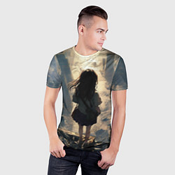 Футболка спортивная мужская Девушка и город, цвет: 3D-принт — фото 2