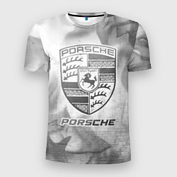 Мужская спорт-футболка Porsche - white gradient