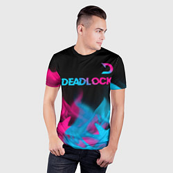 Футболка спортивная мужская Deadlock - neon gradient посередине, цвет: 3D-принт — фото 2