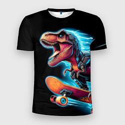 Футболка спортивная мужская Cool Dino on a skateboard - neon glow fantasy, цвет: 3D-принт