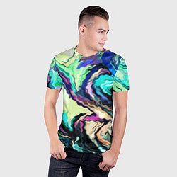 Футболка спортивная мужская Абстракция смесь красок сине-зелёный, цвет: 3D-принт — фото 2