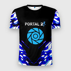 Футболка спортивная мужская Portal 2 неоновая текстура, цвет: 3D-принт