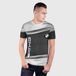 Футболка спортивная мужская BMW car motors metal, цвет: 3D-принт — фото 2