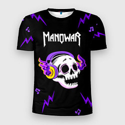 Футболка спортивная мужская Manowar неоновый череп, цвет: 3D-принт