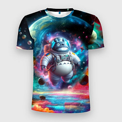 Футболка спортивная мужская Astronaut Totoro in neon space - ai art fantasy, цвет: 3D-принт