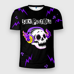 Футболка спортивная мужская Sex Pistols неоновый череп, цвет: 3D-принт