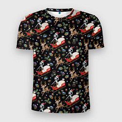 Мужская спорт-футболка Рик и Морти сани с оленем - Christmas