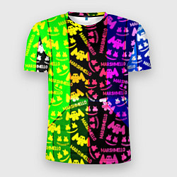 Мужская спорт-футболка Marshmello pattern neon steel