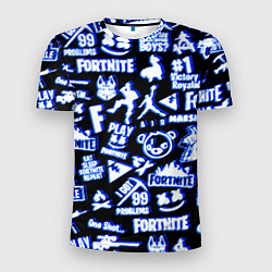 Мужская спорт-футболка Fortnite neon game steel
