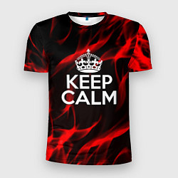 Мужская спорт-футболка Keep calm flame red