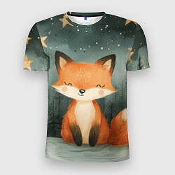 Футболка спортивная мужская Лисица в новогоднем лесу, цвет: 3D-принт